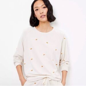 Lou & Grey x Loft Women's Pumpkin Pie Embroidered Lounge Sweatshirt Size XS